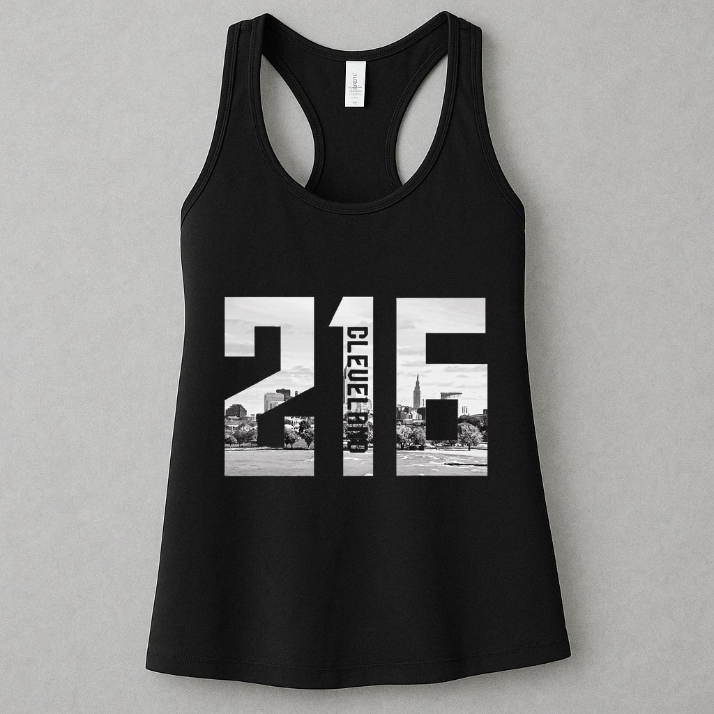 Vintage Cleveland Ohio 216 Area Code Skyline Womens Tank Top