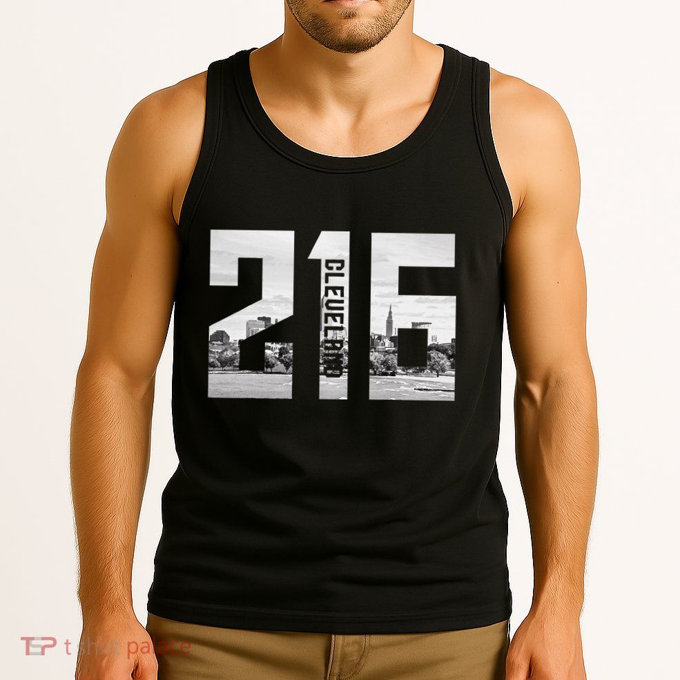 Vintage Cleveland Ohio 216 Area Code Skyline Tank Top