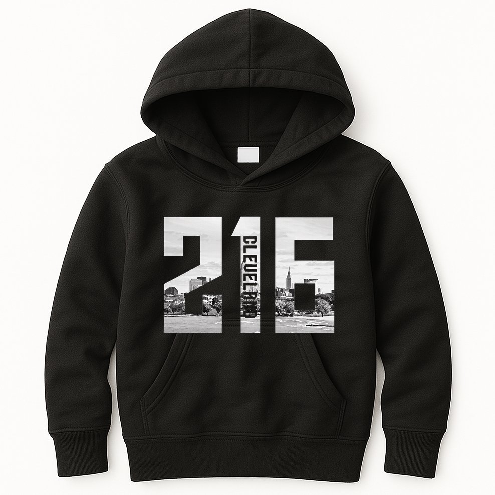 Vintage Cleveland Ohio 216 Area Code Skyline Kids Hoodie