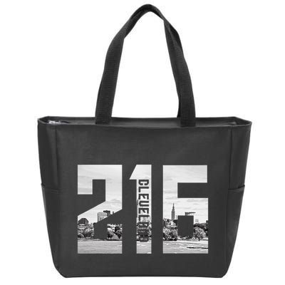 Vintage Cleveland Ohio 216 Area Code Skyline Zip Tote Bag