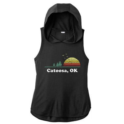 Vintage Catoosa Oklahoma Home Souvenir Print Ladies PosiCharge Tri-Blend Wicking Draft Hoodie Tank