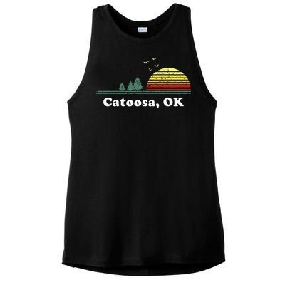 Vintage Catoosa Oklahoma Home Souvenir Print Ladies PosiCharge Tri-Blend Wicking Tank