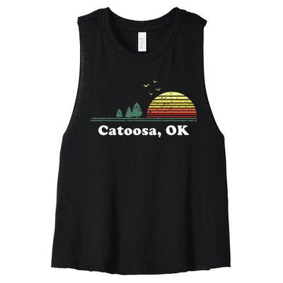 Vintage Catoosa Oklahoma Home Souvenir Print Women's Racerback Cropped Tank