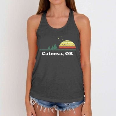 Vintage Catoosa Oklahoma Home Souvenir Print Women's Knotted Racerback Tank