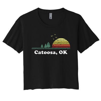 Vintage Catoosa Oklahoma Home Souvenir Print Women's Crop Top Tee