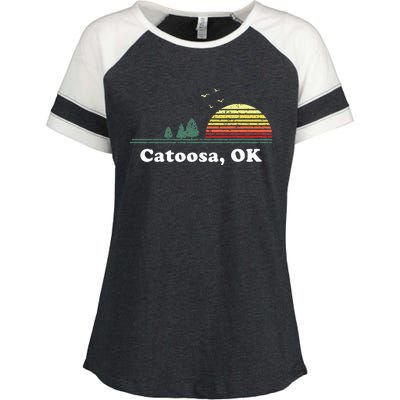 Vintage Catoosa Oklahoma Home Souvenir Print Enza Ladies Jersey Colorblock Tee