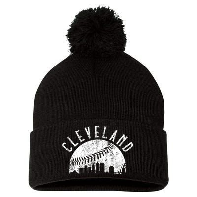 Vintage Cleveland Ohio Skyline Apparel Pom Pom 12in Knit Beanie