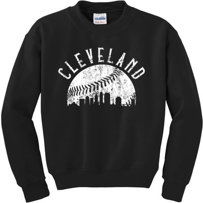 Vintage Cleveland Ohio Skyline Apparel Kids Sweatshirt