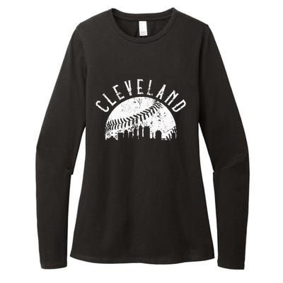 Vintage Cleveland Ohio Skyline Apparel Womens CVC Long Sleeve Shirt