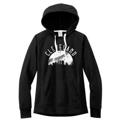 Vintage Cleveland Ohio Skyline Apparel Women's Fleece Hoodie