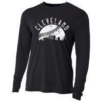 Vintage Cleveland Ohio Skyline Apparel Cooling Performance Long Sleeve Crew