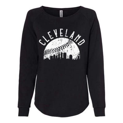 Vintage Cleveland Ohio Skyline Apparel Womens California Wash Sweatshirt