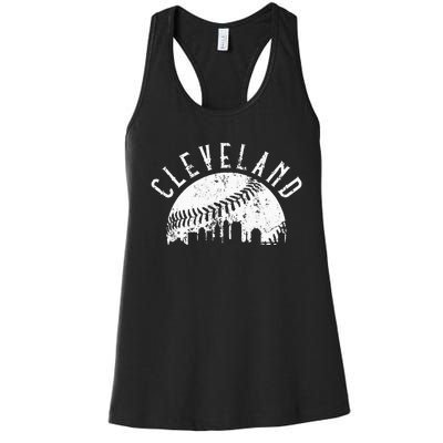 Vintage Cleveland Ohio Skyline Apparel Women's Racerback Tank