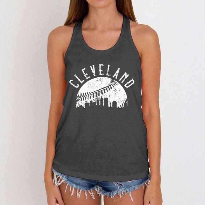 Vintage Cleveland Ohio Skyline Apparel Women's Knotted Racerback Tank