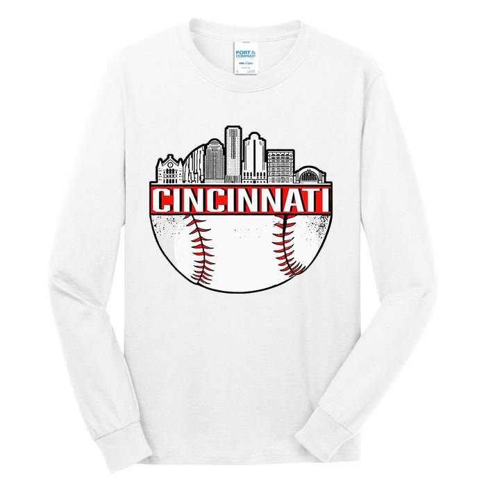 Vintage Cincinnati Ohio Skyline Tall Long Sleeve T-Shirt