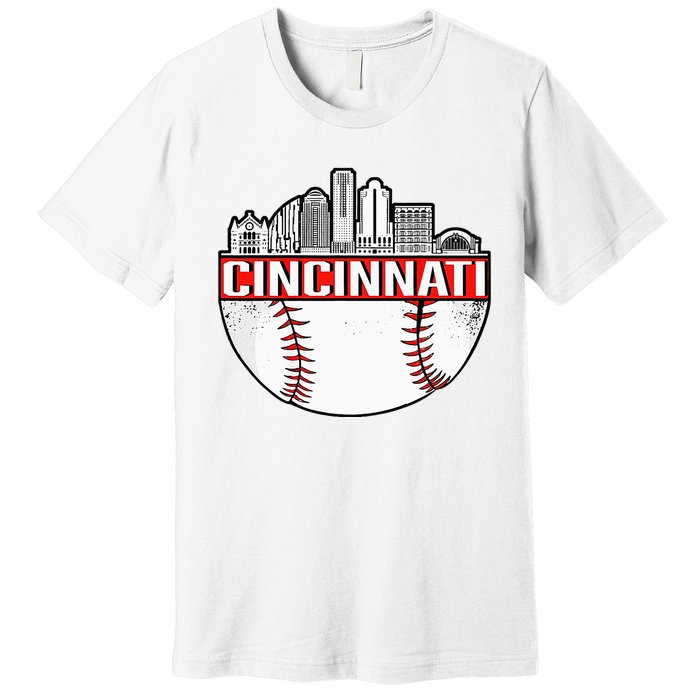 Vintage Cincinnati Ohio Skyline Premium T-Shirt