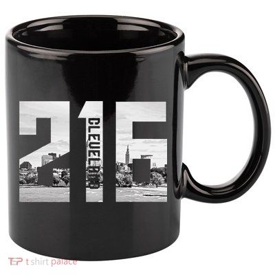 Vintage Cleveland Ohio 216 Area Code Skyline 11oz C Handle Ceramic Mug