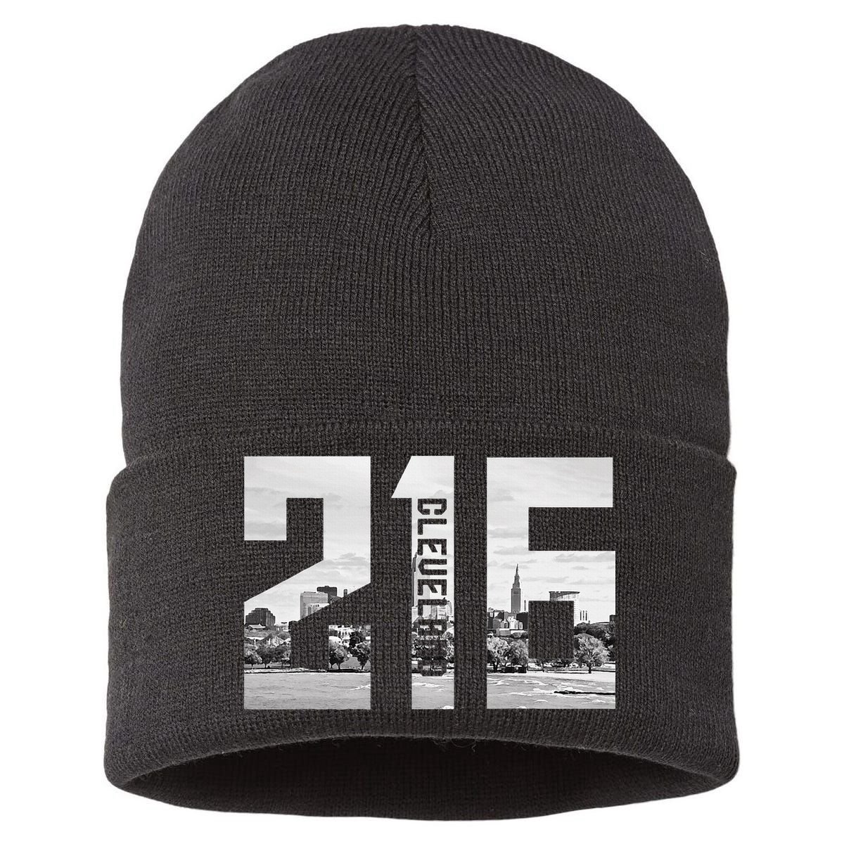 Vintage Cleveland Ohio 216 Area Code Skyline Sustainable Knit Beanie
