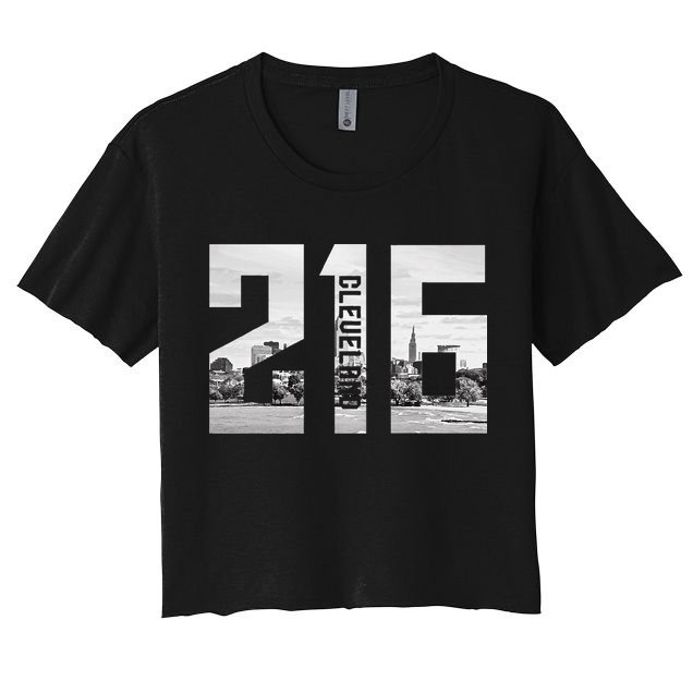 Vintage Cleveland Ohio 216 Area Code Skyline Crop Top