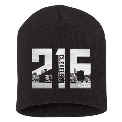 Vintage Cleveland Ohio 216 Area Code Skyline Short Acrylic Beanie