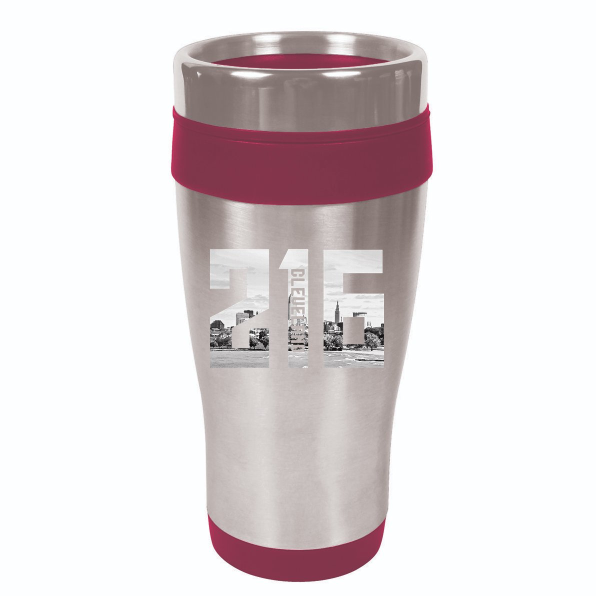 Vintage Cleveland Ohio 216 Area Code Skyline 16oz Travel Tumbler