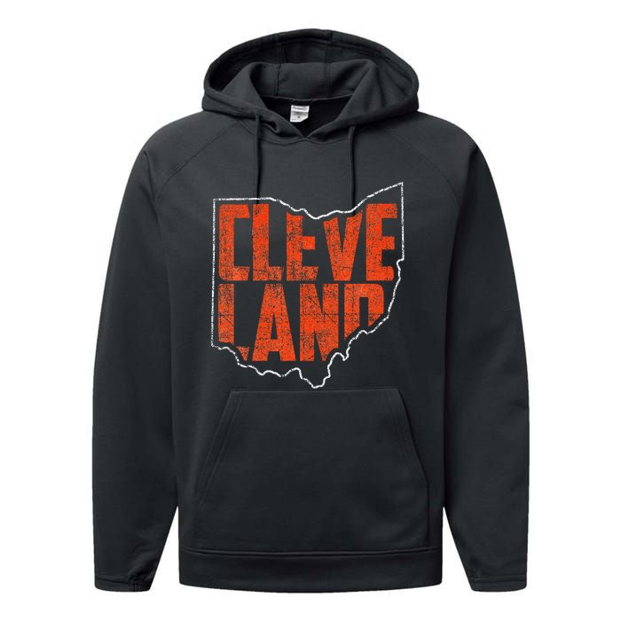 Vintage Cleveland Ohio Retro Souvenir Performance Fleece Hoodie