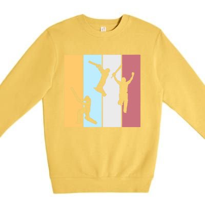 Vintage Cricket Player Sports Lover Team Coach Graphic Premium Premium Crewneck Sweatshirt