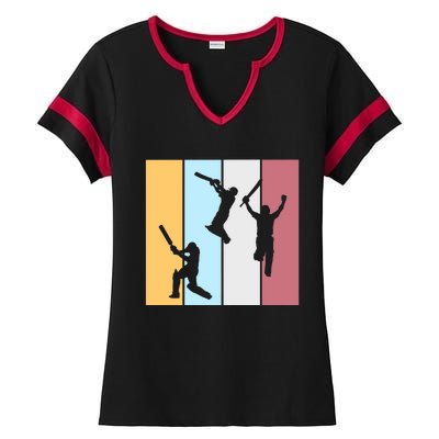 Vintage Cricket Player Sports Lover Team Coach Graphic Premium Ladies Halftime Notch Neck Tee