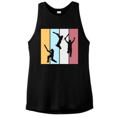 Vintage Cricket Player Sports Lover Team Coach Graphic Premium Ladies PosiCharge Tri-Blend Wicking Tank