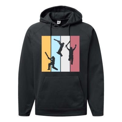 Vintage Cricket Player Sports Lover Team Coach Graphic Premium Performance Fleece Hoodie