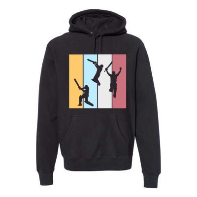 Vintage Cricket Player Sports Lover Team Coach Graphic Premium Premium Hoodie