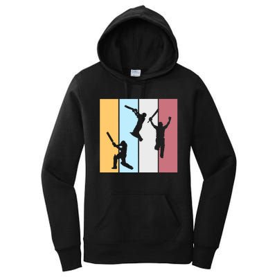 Vintage Cricket Player Sports Lover Team Coach Graphic Premium Women's Pullover Hoodie