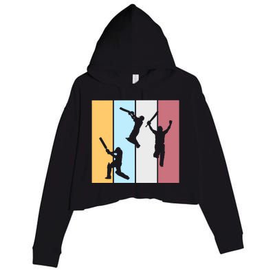 Vintage Cricket Player Sports Lover Team Coach Graphic Premium Crop Fleece Hoodie