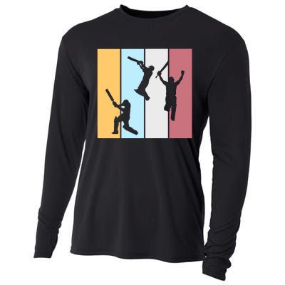 Vintage Cricket Player Sports Lover Team Coach Graphic Premium Cooling Performance Long Sleeve Crew