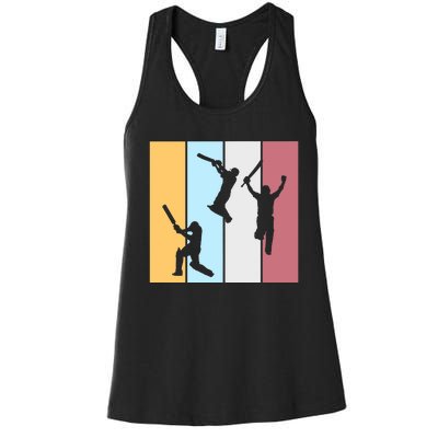 Vintage Cricket Player Sports Lover Team Coach Graphic Premium Women's Racerback Tank