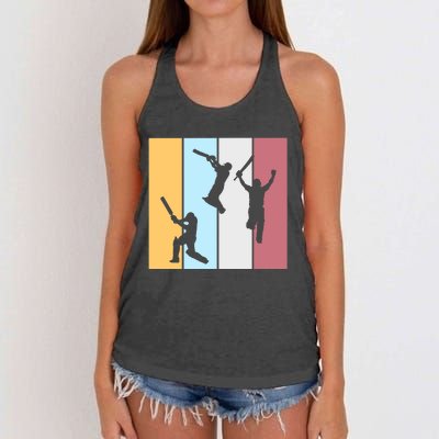 Vintage Cricket Player Sports Lover Team Coach Graphic Premium Women's Knotted Racerback Tank