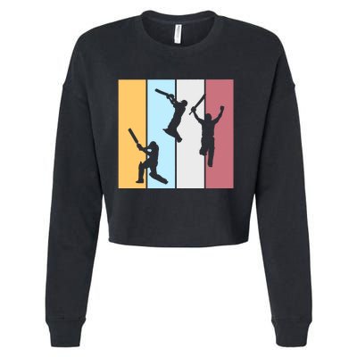 Vintage Cricket Player Sports Lover Team Coach Graphic Premium Cropped Pullover Crew