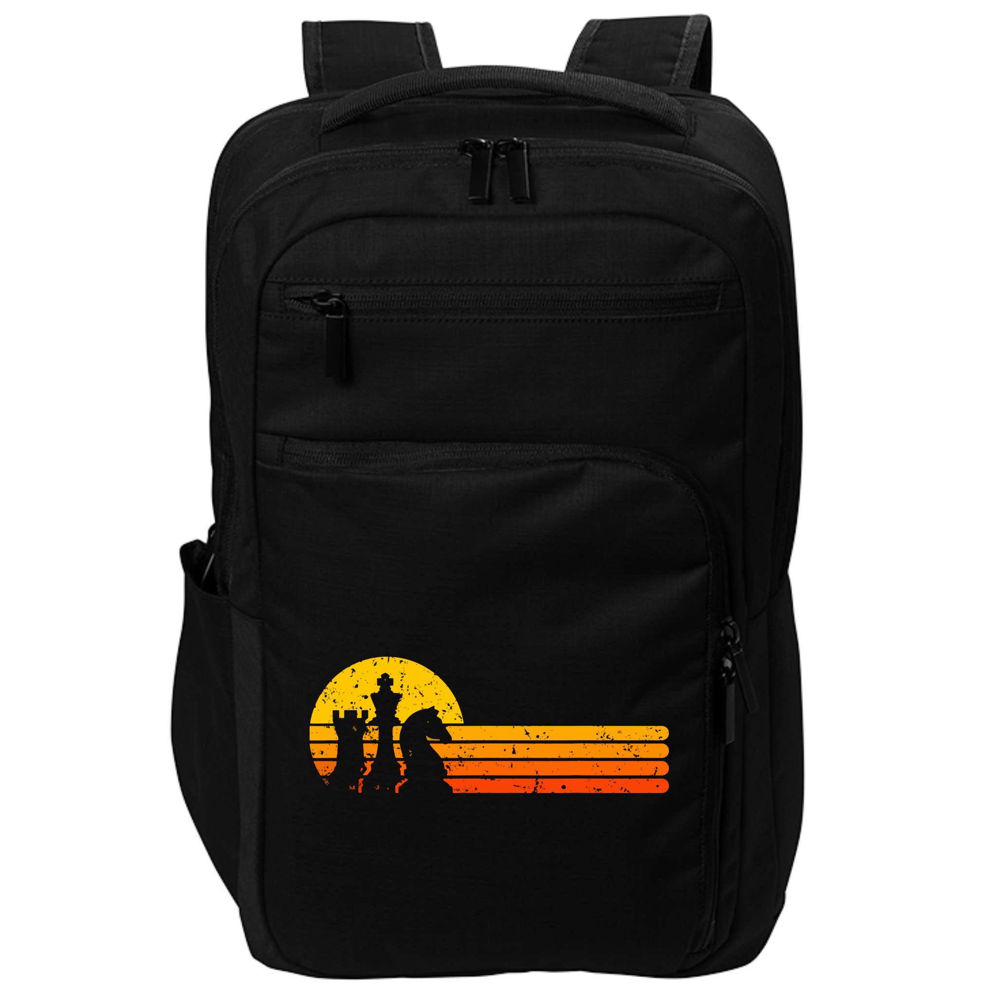 Vintage Chess Player Retro Sunset Design Chess Pieces Impact Tech Backpack