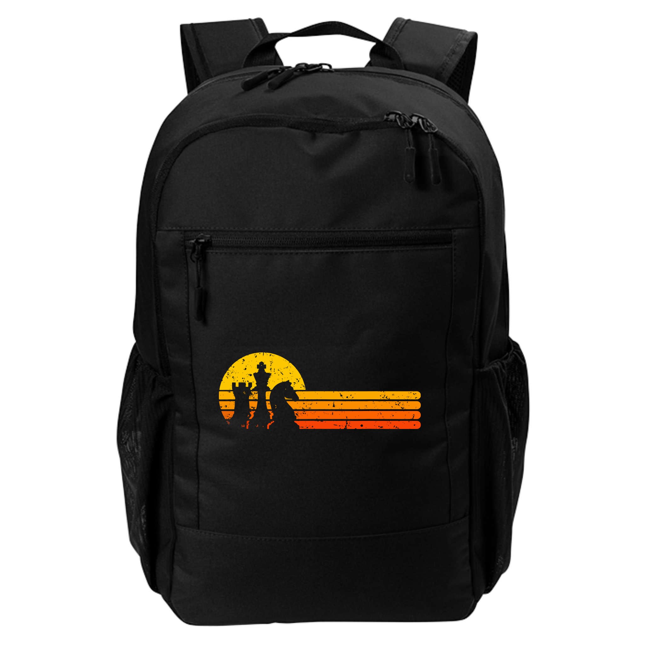Vintage Chess Player Retro Sunset Design Chess Pieces Backpack