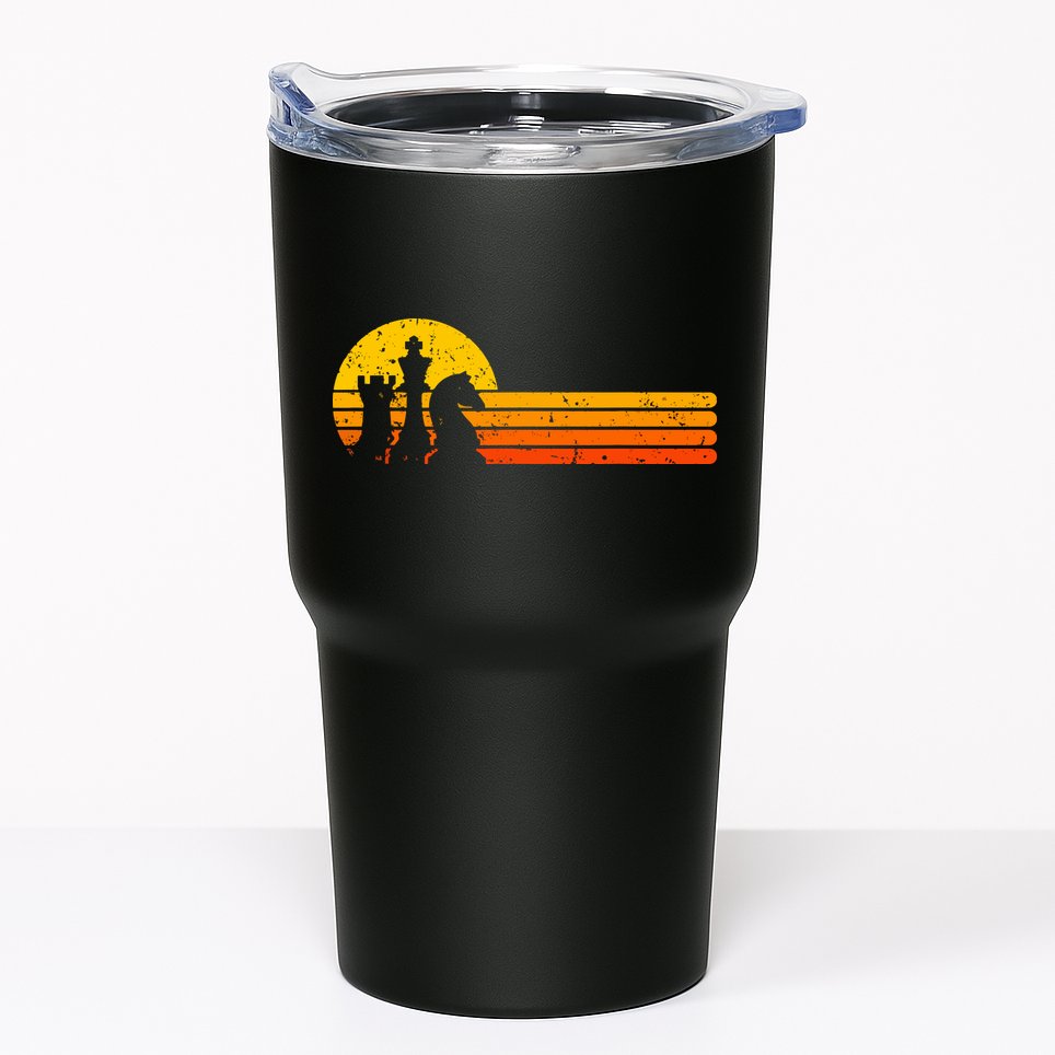 Vintage Chess Player Retro Sunset Design Chess Pieces Tumbler