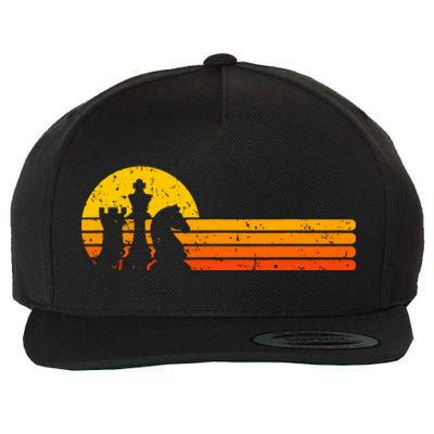 Vintage Chess Player Retro Sunset Design Chess Pieces Wool Snapback Cap