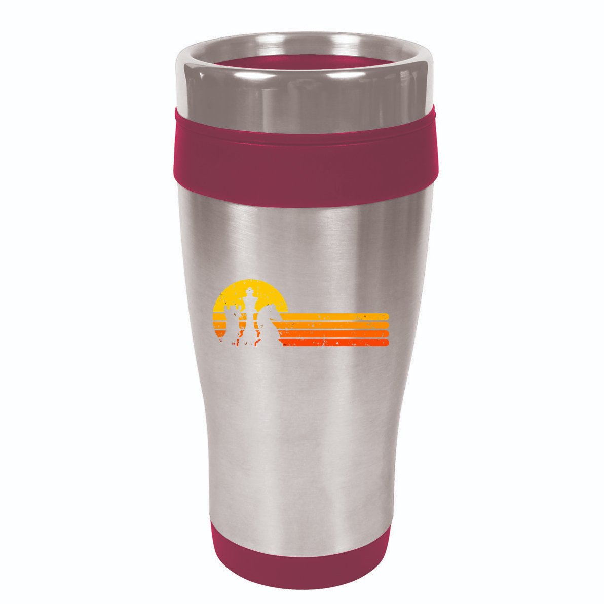 Vintage Chess Player Retro Sunset Design Chess Pieces 16oz Travel Tumbler