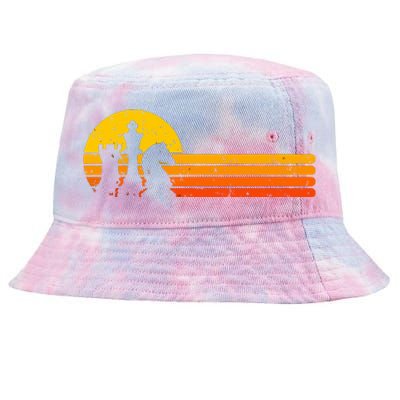 Vintage Chess Player Retro Sunset Design Chess Pieces Tie-Dyed Bucket Hat