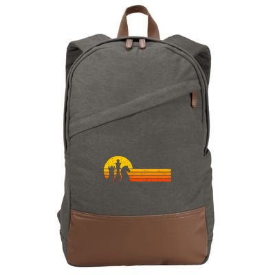 Vintage Chess Player Retro Sunset Design Chess Pieces Cotton Canvas Backpack