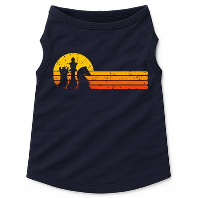 Vintage Chess Player Retro Sunset Design Chess Pieces Doggie Tank