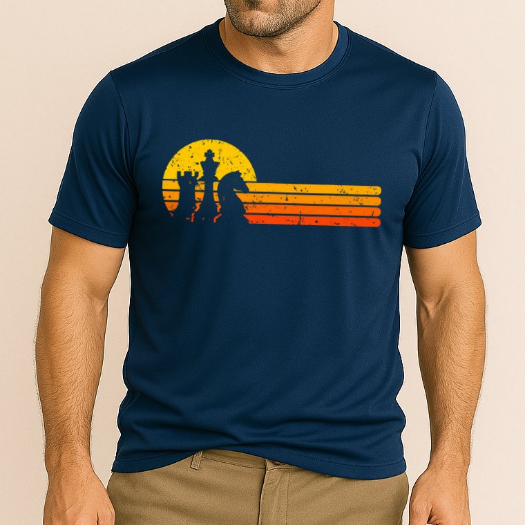 Vintage Chess Player Retro Sunset Design Chess Pieces Performance Shirt