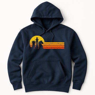 Vintage Chess Player Retro Sunset Design Chess Pieces Hoodie