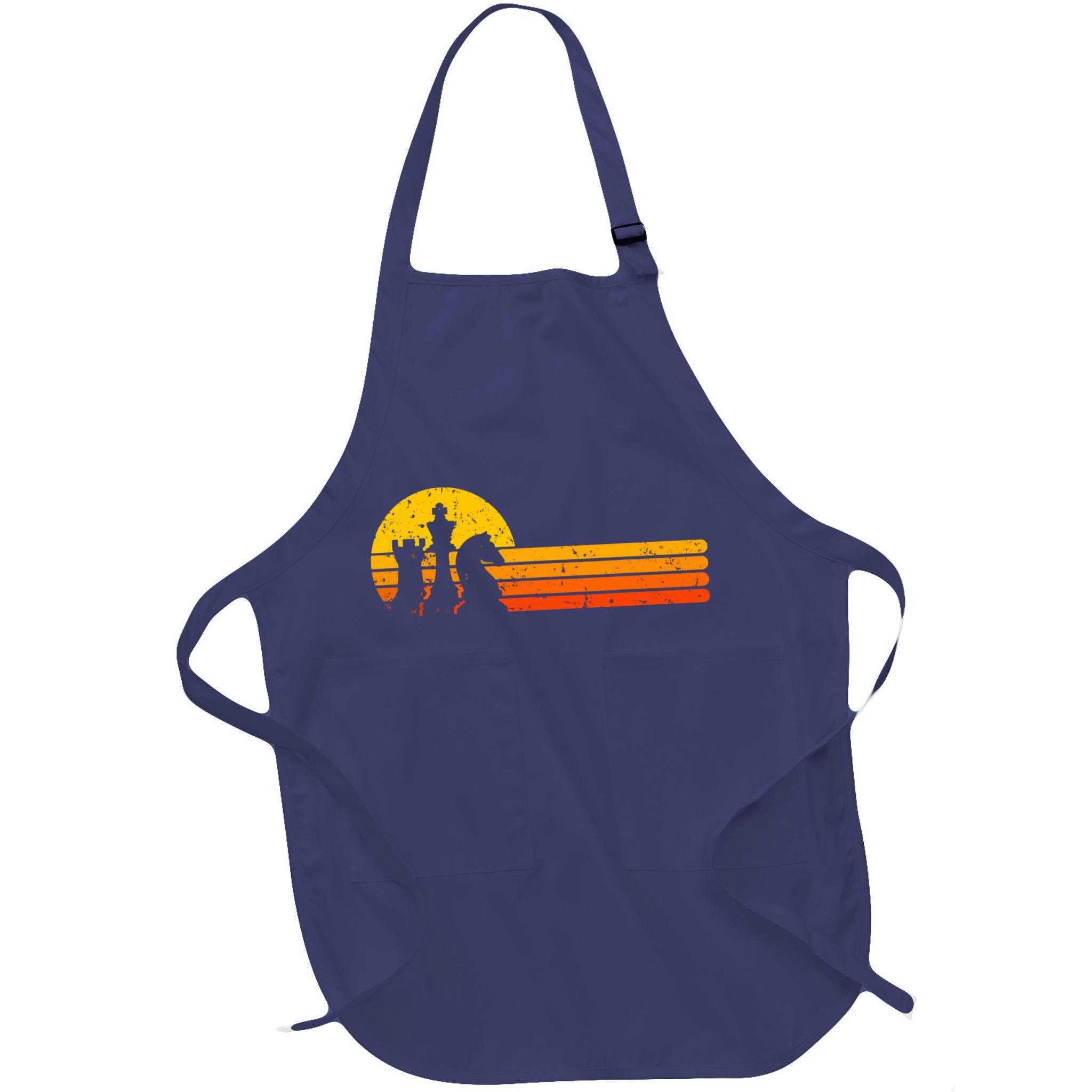 Vintage Chess Player Retro Sunset Design Chess Pieces Apron