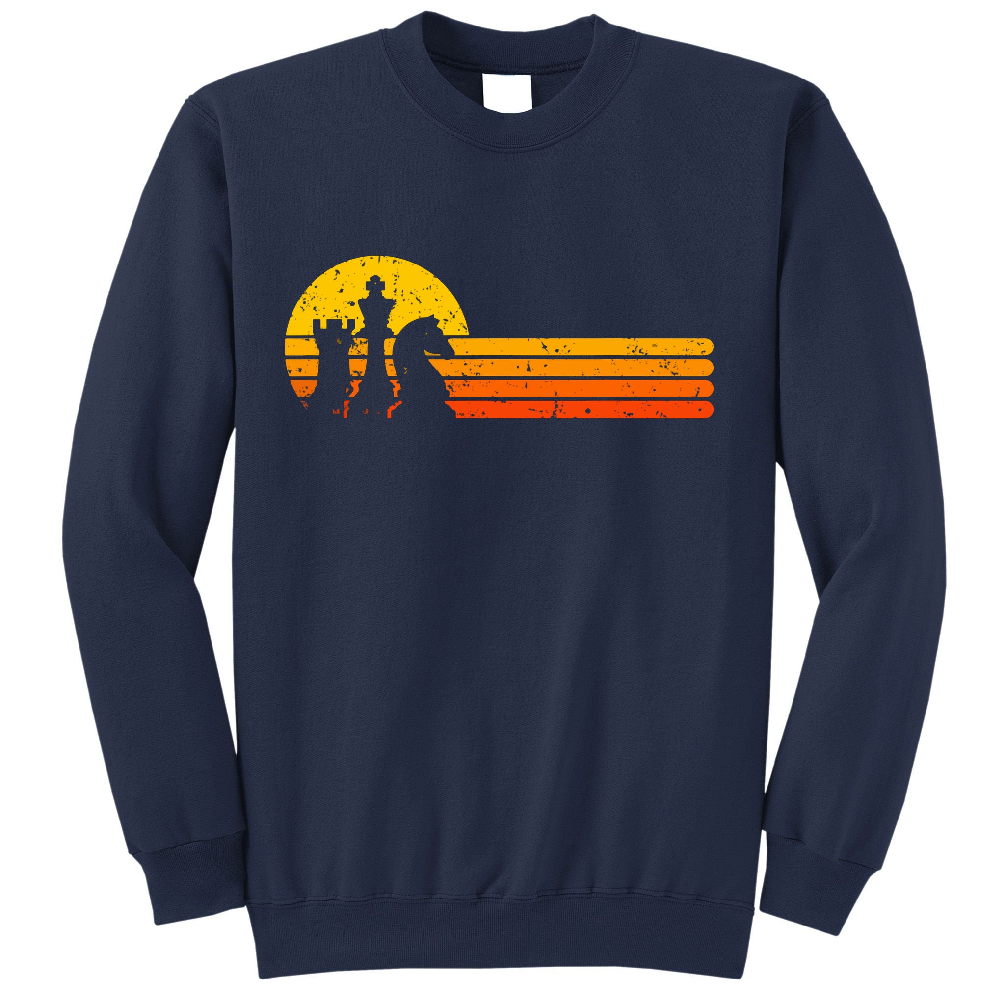 Vintage Chess Player Retro Sunset Design Chess Pieces Sweatshirt