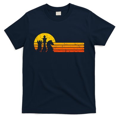 Vintage Chess Player Retro Sunset Design Chess Pieces T-Shirt